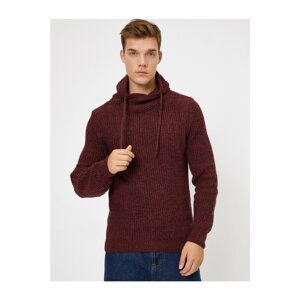 Koton Men's Claret Red High Collar Sweater