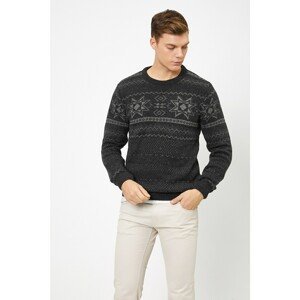 Koton Men's Anthracite Patterned Knitwear Sweater