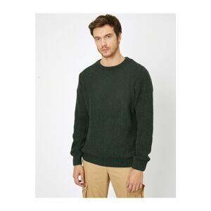 Koton Men's Green Crew Neck Knitwear Sweater