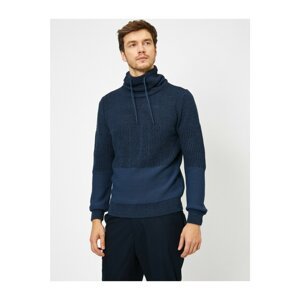 Koton Men's Navy Blue High Collar Knitwear Sweater