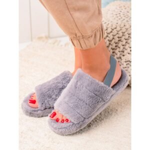 TRENDI GRAY SLIPPERS ON AN ELASTIC BAND