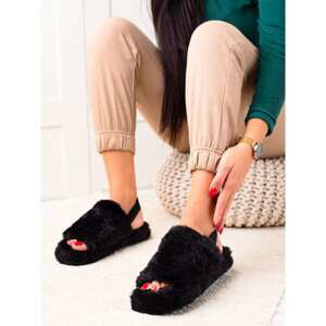 TRENDI BLACK SLIPPERS ON AN ELASTIC BAND