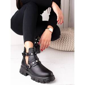 BESTELLE BLACK WORKERS WITH CUTOUT AND RHINESTONES
