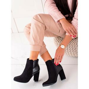 JANESSA STYLISH BLACK ANKLE BOOTS ON THE POST