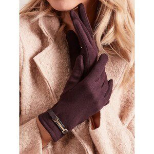 Women's brown gloves with buckle