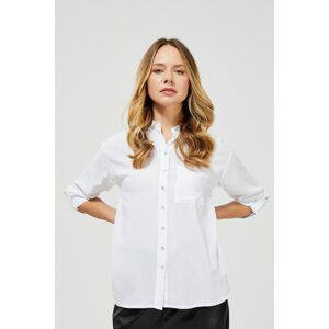 Plain shirt with a collar - white