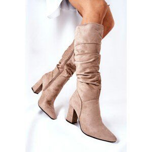 High Heel Knee Boots Beige Dorelle