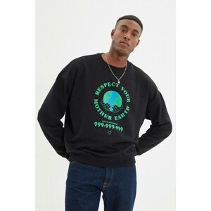 Trendyol Black Men's Organic Cotton Oversize Fit Sweatshirt