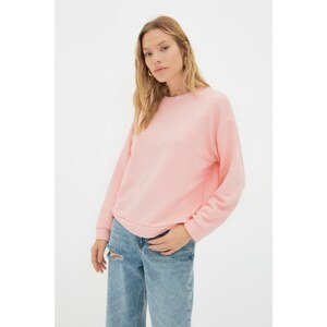 Trendyol Pink Collar Embroidered Basic Knitted Slim Sweatshirt