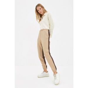 Trendyol Brown Color Block Basic Jogger Knitted Slim Sweatpants