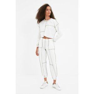 Trendyol White Reverse Stitch Detail Loose Jogger Slim Knitted Sweatpants