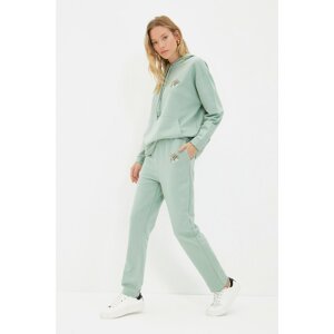 Trendyol Mint Straight Fit Embroidered Slim Knitted Sweatpants