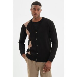 Trendyol Black Men Regular Fit Checkered Detailed Cardigan