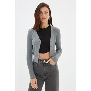 Trendyol Gray Corded Knitwear Cardigan
