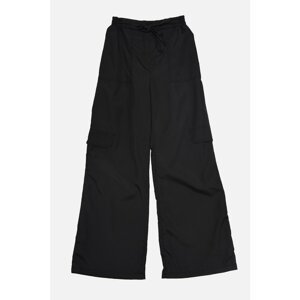 Trendyol Black Parachute Fabric Belted Flare Trousers