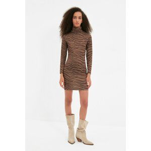 Trendyol Brown Patterned Knitted Dress