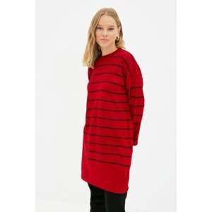 Trendyol Red Crew Neck Striped Long Knitwear Sweater