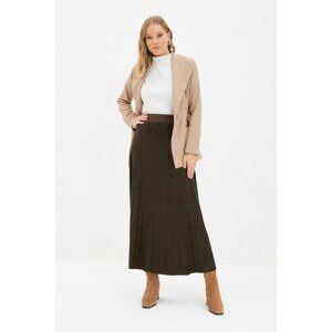 Trendyol Brown Suede Pleated Skirt