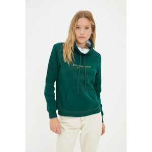 Trendyol Emerald Green Knitted Raised Basic Sweatshirt