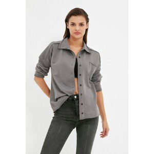 Trendyol Gray Loose Pattern Thin Knitted Shirt