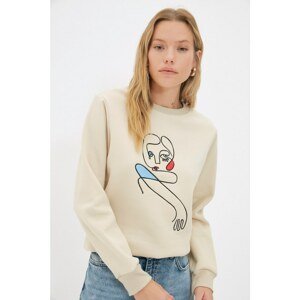 Trendyol Stone Printed Basic Knitted Sweatshirt