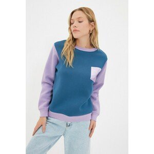 Trendyol Indigo Pocket Detailed Basic Knitted Sweatshirt