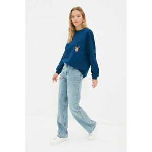 Trendyol Indigo Slim Knitted Sweatshirt