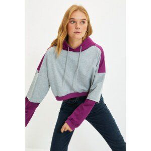 Trendyol Gray Crop Knitted Sweatshirt