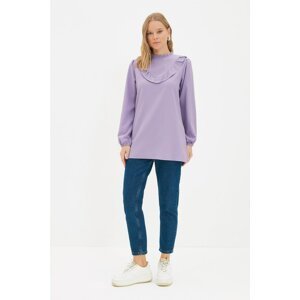 Trendyol Lilac Stand Up Collar Frill Detailed Tunic