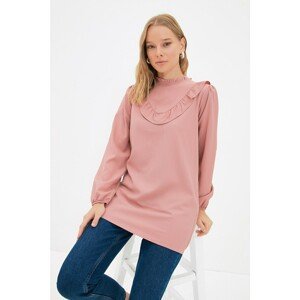 Trendyol Dried Rose High Collar Frill Detailed Tunic