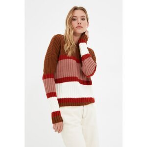 Trendyol Brown Color Block Knitwear Sweater