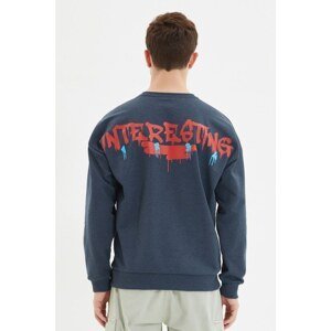 Trendyol Indigo Men's Printed Oversize Fit Sweatshirt