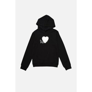 Trendyol Black Printed Hoodie Basic Raised Knitted Sweatshirt