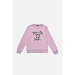 Trendyol Lilac Printed Basic Raised Knitted Sweatshirt