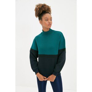 Trendyol Green Color Block Basic Sport Raised Sweatshirt