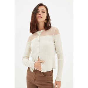 Trendyol Stone Tulle Detailed Crop Knitwear Cardigan