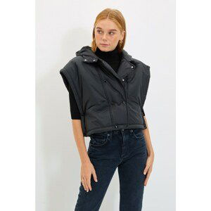 Trendyol Black Wide Cut Oversize Hooded Inflatable Vest