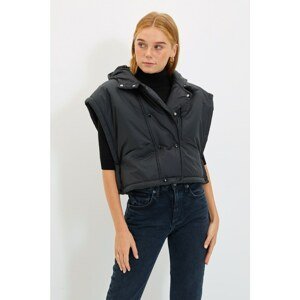 Trendyol Black Wide Cut Oversize Hooded Inflatable Vest
