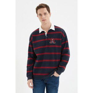 Trendyol Navy Blue Men's Oversize Fit Polo Neck Sweatshirt