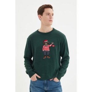 Trendyol Green Men Regular Fit Christmas Embroidery Sweater