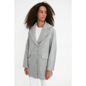 Trendyol Gray Button Closure Cachet Coat