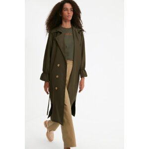 Trendyol Khaki Belted Button Closure Long Trench Coat