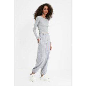 Trendyol Gray Ribbed Detailed Loose Jogger Slim Knitted Sweatpants