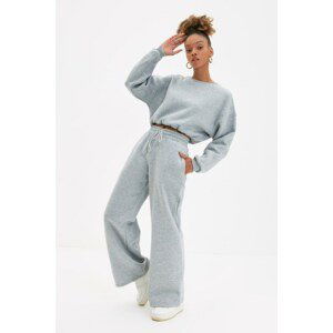 Trendyol Gray Wide Leg Knit Raised Sweatpants