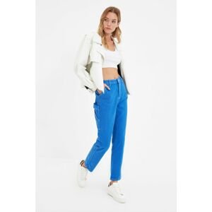 Trendyol Blue Stitch Detail High Waist Bootcut Jeans