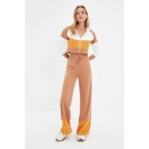 Trendyol Brown Color Block Wideleg Knitted Thin Bottom-Top Set