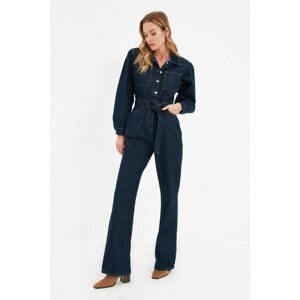 Trendyol Navy Blue Buttoned Denim Overalls