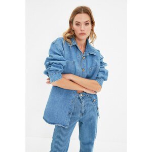 Trendyol Blue Oversize Denim Shirt