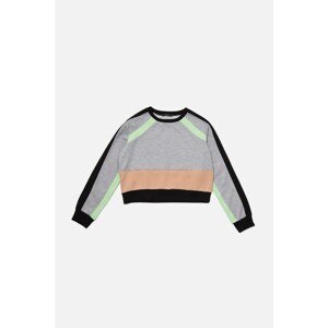 Trendyol Gray Color Block Stripe Detailed Basic Knitted Sweatshirt