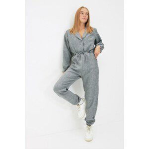 Trendyol Gray Pocket Tie Detailed Jumpsuit